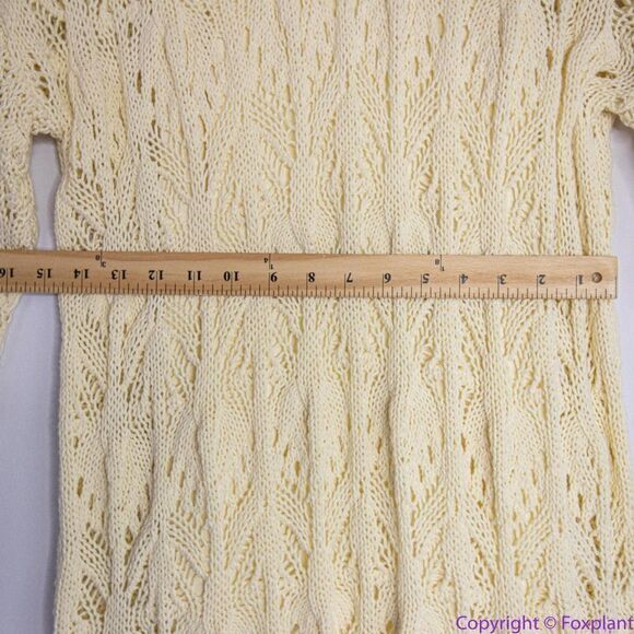 NEW Free People Elton Cream Crochet Knit Long Sleeve Mini‎ Dress, L - Picture 9 of 16